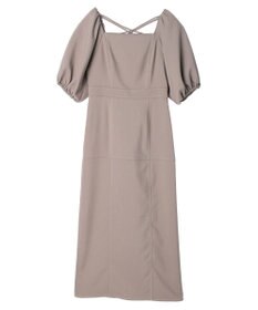 earth music&ecology 配色ステッチパフスリーブワンピース