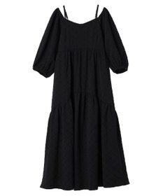 earth music&ecology ２ｗａｙパフスリーブ表面感ワンピース