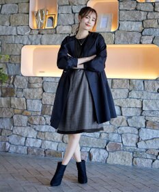 Tiaclasse 【洗える】チェックコンビエンパイアワンピース