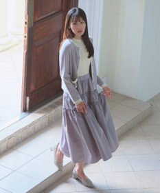 Feroux バイカラーリボンニット カーディガン