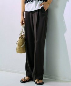 23区 【接触冷感/UVカット/吸水速乾】ストレッチジョーゼット ワイド パンツ ダークブラウン系