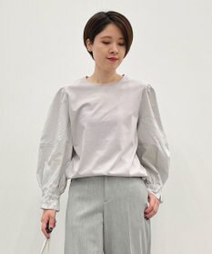 自由区 L スムースコンビ ボリューム袖カットソー