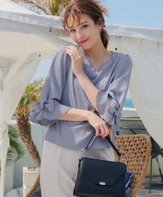 Tiaclasse 【洗える】リボンフレアスリーブブラウス