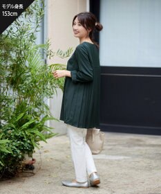 Tiaclasse 【洗える・スマート裏起毛】バックプリーツチュニックブラウス