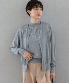 23区 【洗える】サステナブルウール ベーシック カーディガン ライトグレー系
