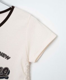 WEGO 配色サイドギャザーVネックT