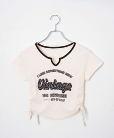 WEGO 配色サイドギャザーVネックT