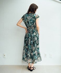 YECCA VECCA 【追加生産】フラワー柄シアープリーツワンピース