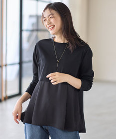 ANY L 【WEB限定】サテンコンビペプラムカットソー