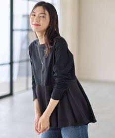 ANY L 【WEB限定】サテンコンビペプラムカットソー