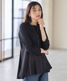 ANY L 【WEB限定】サテンコンビペプラムカットソー