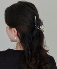 Phoebe オーガンジーリボンパールバンスクリップ