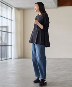 ANY L 【WEB限定】サテンコンビペプラムカットソー