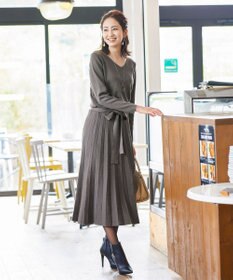 Tiaclasse L 【洗える】1枚で着映えするチェック柄編みニットワンピース