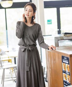 Tiaclasse L 【洗える】1枚で着映えするチェック柄編みニットワンピース