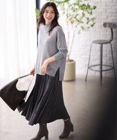 ANY 【ウエストゴム】レザーライクプリーツスカート