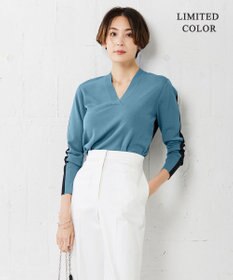 ICB 【洗える】 シンセティックフルニードル Vネックプルオーバー