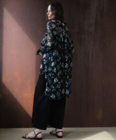 YECCA VECCA フラワー柄シアーロングシャツ