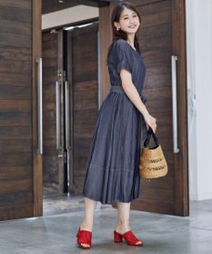 Tiaclasse デニムフレアワンピース