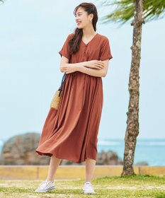 Tiaclasse 【洗える】サイドギャザーワンピース