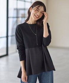 ANY L 【WEB限定】サテンコンビペプラムカットソー