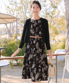 Tiaclasse 【2点セット】ニットボレロ＋花柄ワンピースセット