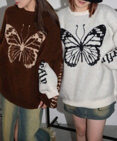 WEGO モチーフグラフィックフラッフィーニットプルオーバー