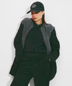 ICB L 【リバーシブル着用可能】 リバーシブルキルト ミドル丈コート チャコール×ブラック系