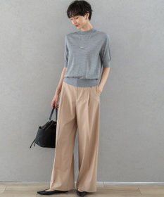 23区 S 【洗える】サステナブルウール モックネック 5分袖 ニット