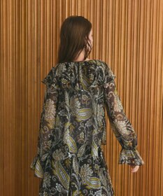 GRACE CONTINENTAL ラメストライププリントブラウス