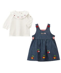 MIKI HOUSE HOT BISCUITS 【70-90cm】 さくらんぼ刺繍 ジャンパースカート＆ブラウスギフトセット【BOX付き】