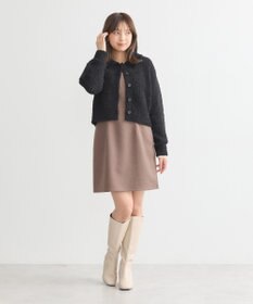 earth music&ecology 格子編み襟付きニットカーディガン