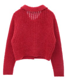 earth music&ecology 格子編み襟付きニットカーディガン