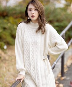 Tiaclasse アラン柄ニットチュニックワンピース