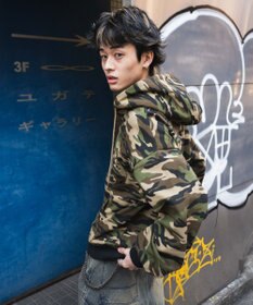 WEGO 【ユニセックス着用ITEM/MLサイズ展開】カモフラグラフィックZIPパーカー