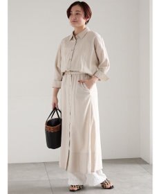 Te chichi レーヨンリネン共ベルトシャツワンピース