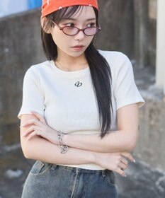 WEGO ヴィンテージウォッシュワンポイントリブT