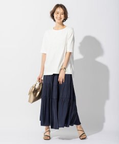 自由区 【洗える】エンブロイダリー フロントデザイン Tシャツ