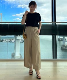 UNFILO 【洗える】リネンミックスツイル ワイドパンツ