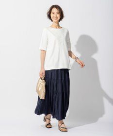 自由区 【洗える】エンブロイダリー フロントデザイン Tシャツ