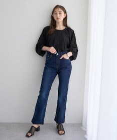 YECCA VECCA カットオフスリムストレートデニムパンツ