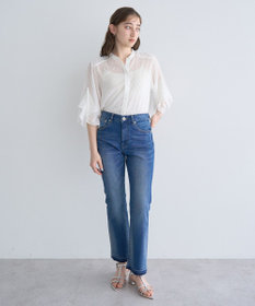 YECCA VECCA カットオフスリムストレートデニムパンツ
