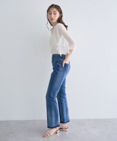 YECCA VECCA カットオフスリムストレートデニムパンツ