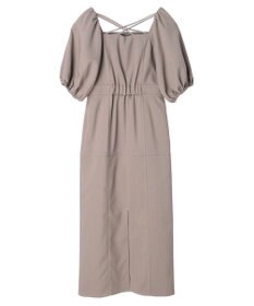 earth music&ecology 配色ステッチパフスリーブワンピース