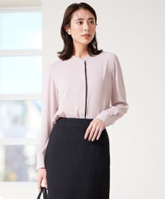 ICB 【WEB限定カラーあり・速乾・洗える】BackSatinAmunzen バンドカラーブラウス