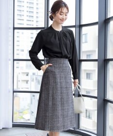 Tiaclasse 【洗える】大人華やかなツイードフレアスカート