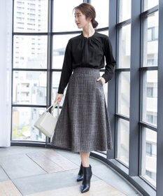 Tiaclasse 【洗える】大人華やかなツイードフレアスカート