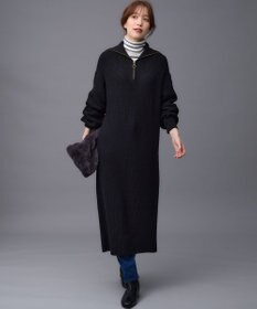 ANY ハーフジップニットワンピース