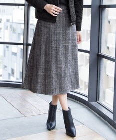 Tiaclasse 【洗える】大人華やかなツイードフレアスカート