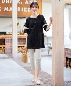 Tiaclasse 【小倉優子さん着用・洗える】パンチングレース配色チュニック